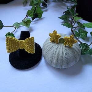 Yellow Crystal Bow Ring and Star Earrings